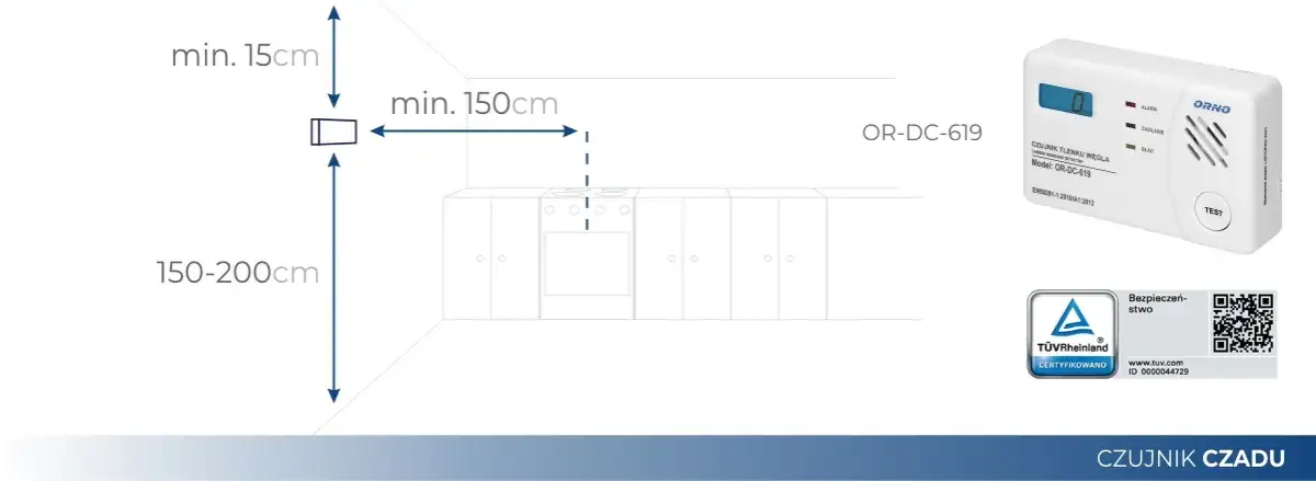 Na jakiej wysokości umieścić czujnik czadu, aby zapewnić bezpieczeństwo?