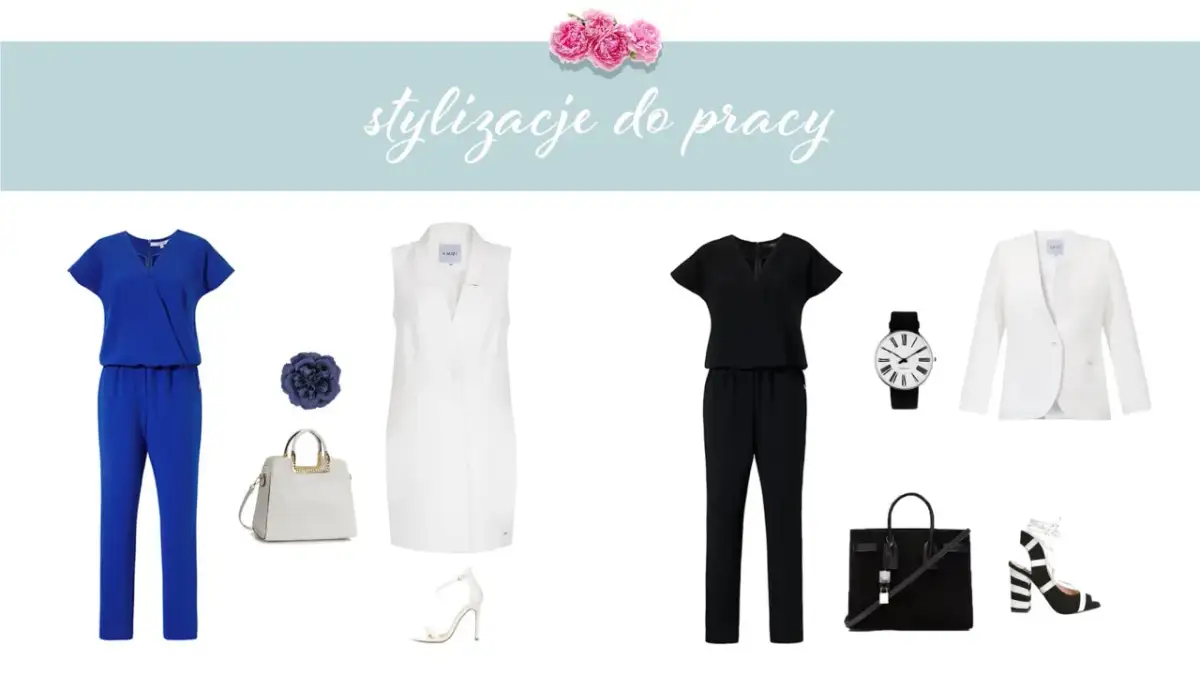 Stylizacje do pracy: jaki żakiet do kombinezonu? Zobacz propozycje z białym żakietem i kamizelką.