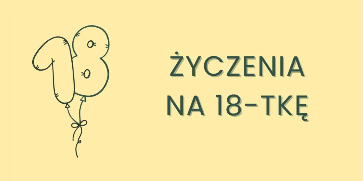 Balon w kształcie cyfry 18 i napis "Życzenia na 18-tkę".