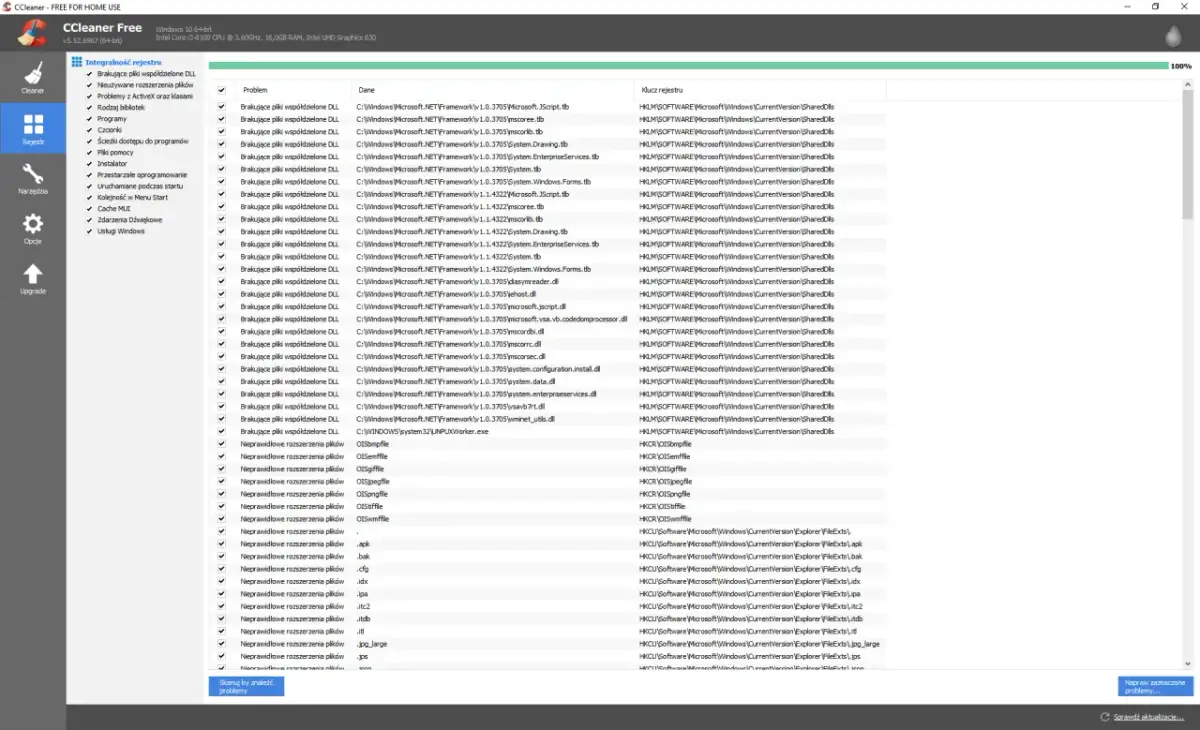 CCleaner Free skanuje komputer w poszukiwaniu problemów, pomagając dowiedzieć się, jak wyczyścić komputer z niepotrzebnych plików.