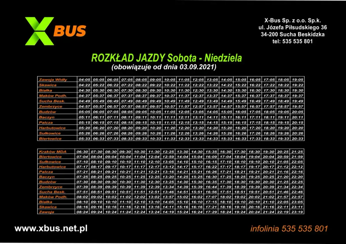 Bus do Stryszawy z Krakowa? Gdzie odjeżdża X-BUS z MDA?
