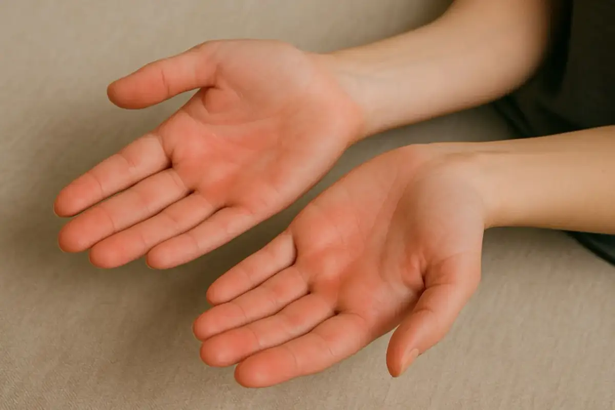 Czerwone dłonie od wewnątrz: Co oznaczają? Przyczyny i kiedy do lekarza