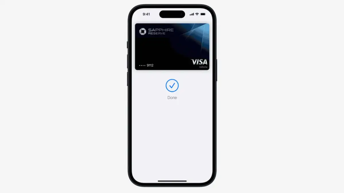 iPhone z dodaną kartą Visa Sapphire Reserve. Potwierdzenie dodania karty, jak włączyć Google Pay.