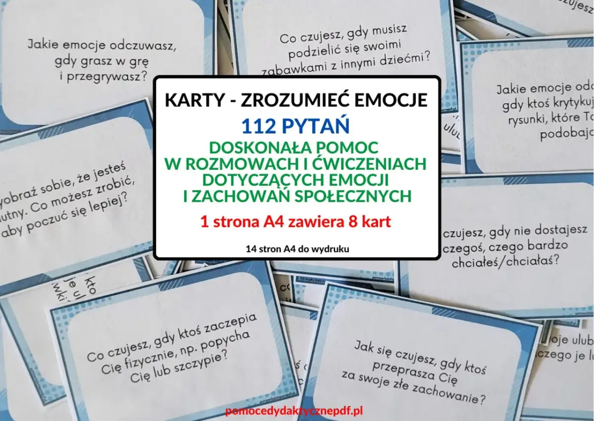 Karty do rozmów o emocjach, które pomogą jak zrozumieć dziecko. 112 pytań o uczucia, relacje i zachowania.
