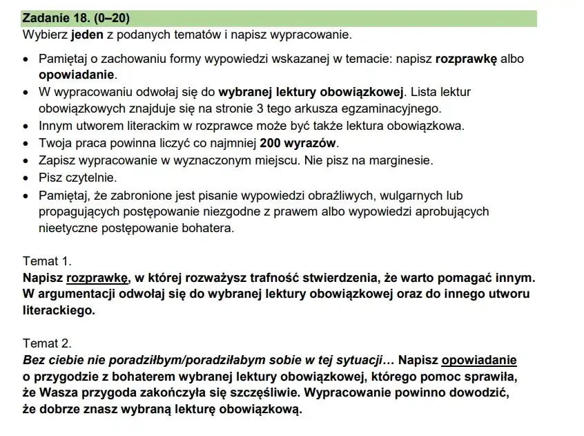 Ile punktów za rozprawkę na egzaminie ósmoklasisty - kluczowe informacje