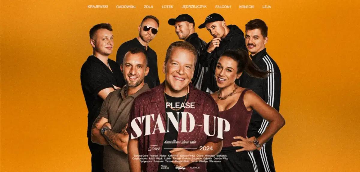 Grupa komików, w tym Lotek, gotowa na "Please Stand-Up" Tour 2024.