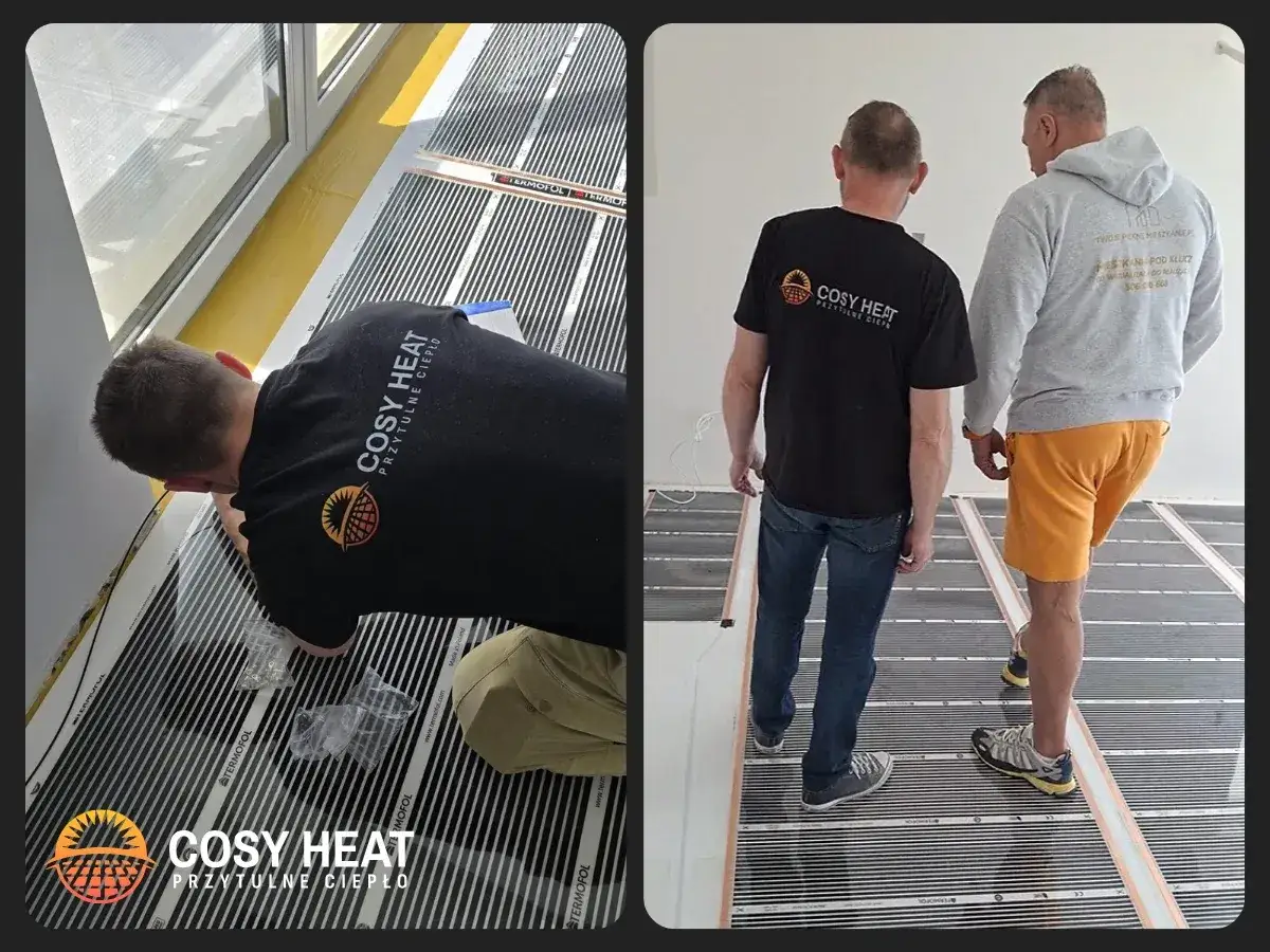 Montaż folii grzewczej COSY HEAT. Niskie koszty eksploatacji to przyszłość komfortowego ogrzewania.