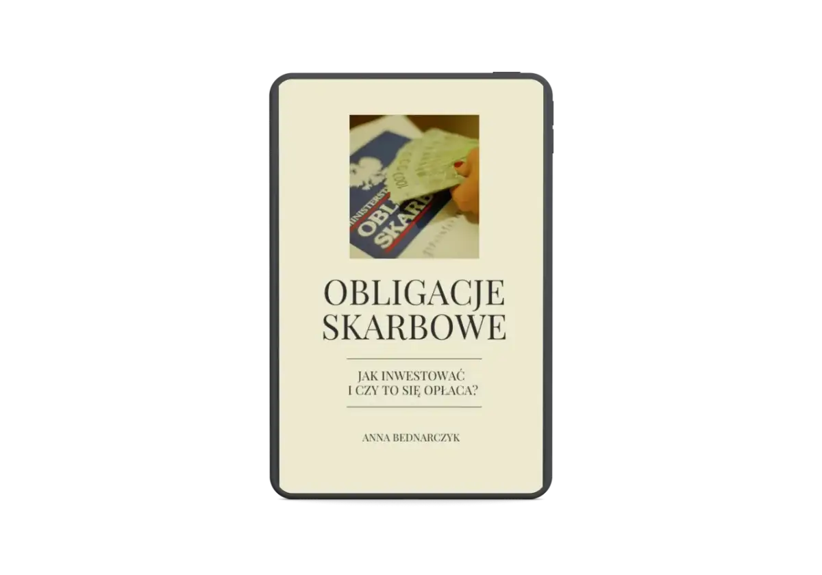 Okładka książki "Obligacje Skarbowe: Jak inwestować i czy to się opłaca?". Dłonie trzymają banknoty.