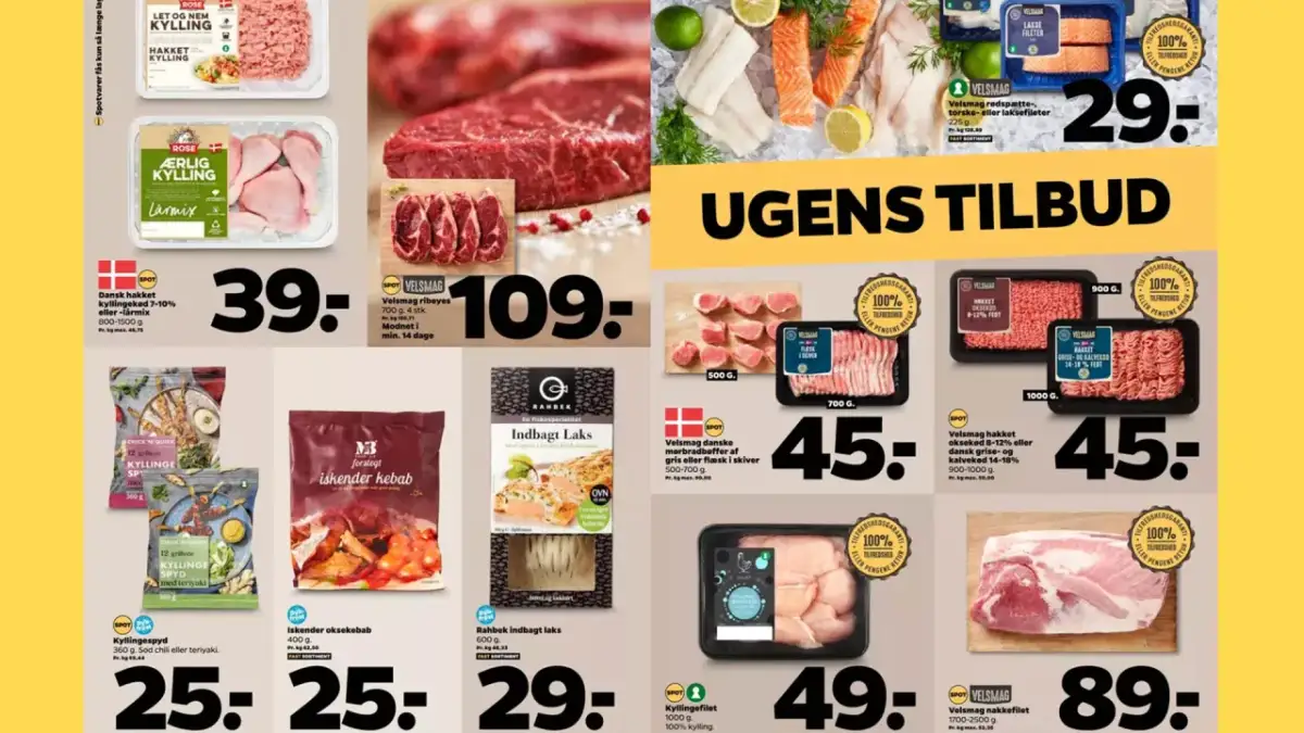 Ceny w Danii: świeże mięso i ryby w promocji. Kurczak, wołowina, wieprzowina, łosoś i kebab w atrakcyjnych cenach.