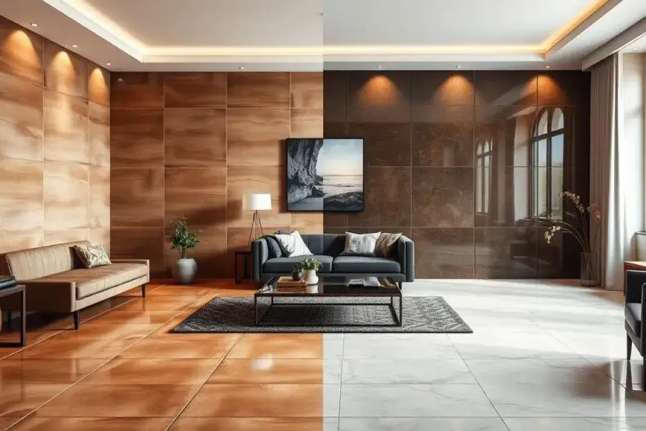 Jakie płytki do salonu matowe czy z połyskiem - uniknij błędów w wyborze
