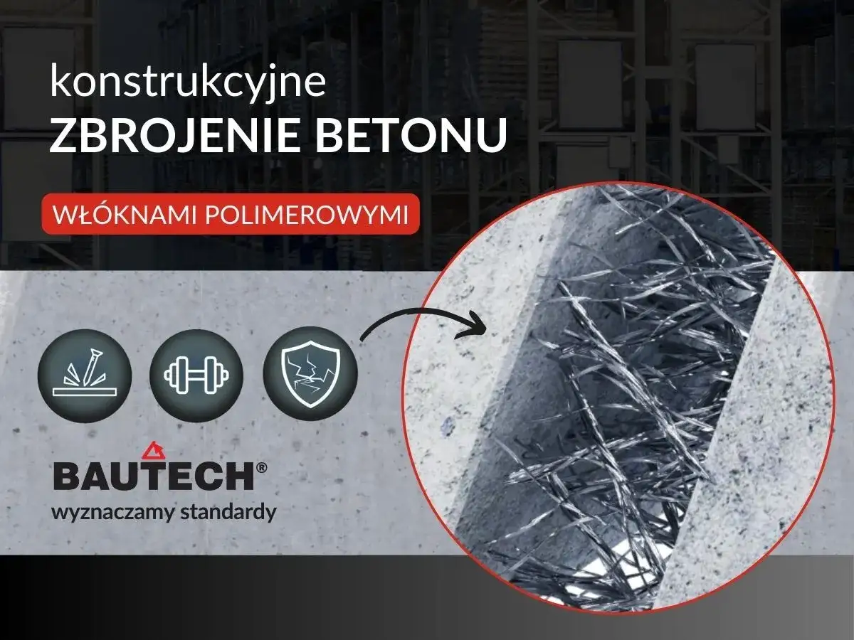 Włókna do betonu wzmacniają konstrukcję. Zbliżenie pokazuje polimerowe włókna w betonie, zapewniające wytrzymałość i odporność.