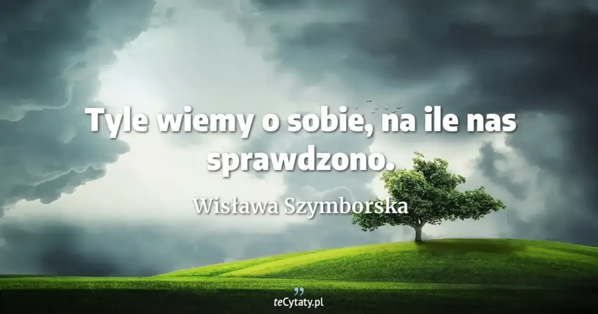 Tyle wiemy o sobie, na ile nas sprawdzono. Samotne drzewo na wzgórzu pod burzowym niebem.