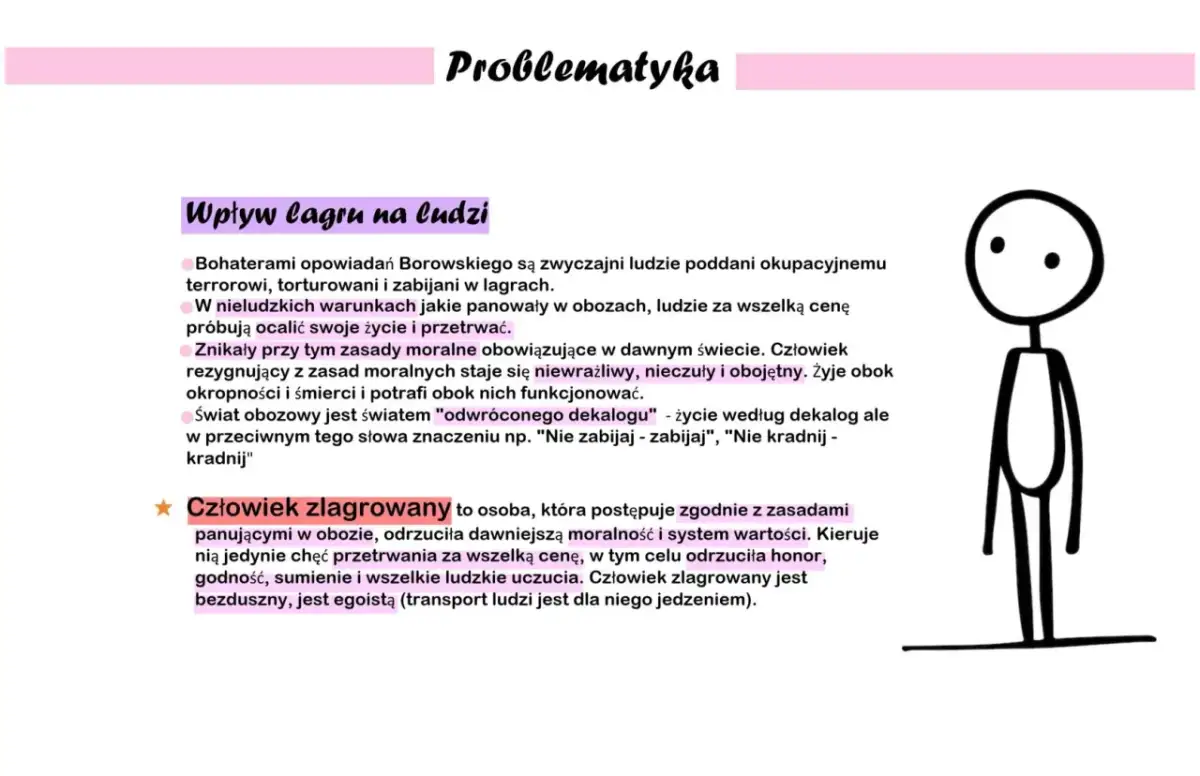 U nas w Auschwitzu streszczenie: obóz zmienia ludzi, odrzucają moralność, by przetrwać. Człowiek zlagrowany to egoista.