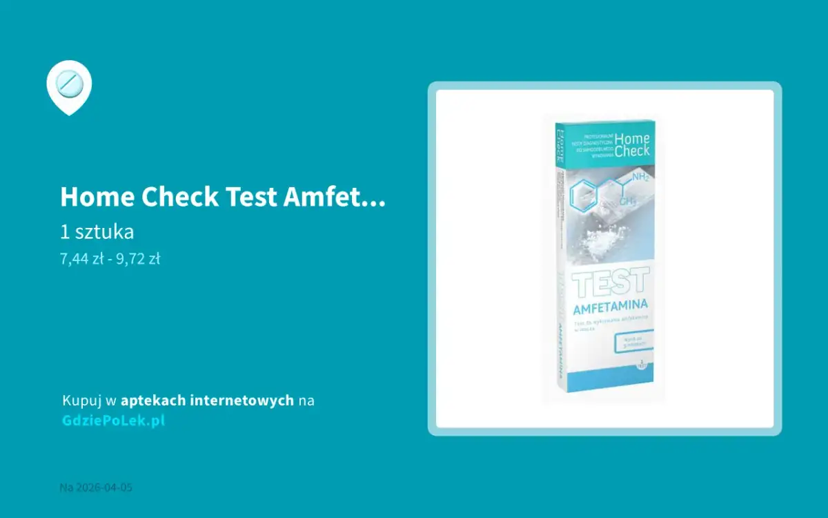 Opakowanie testu na obecność amfetaminy Home Check.