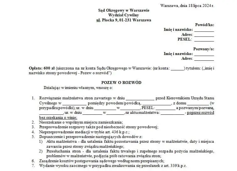 Brak odpowiedzi na pozew rozwodowy – jakie są skutki prawne?