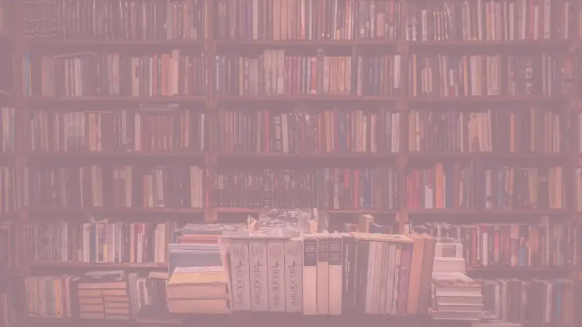Wielka biblioteka pełna książek, jak portal do innego świata epoki.