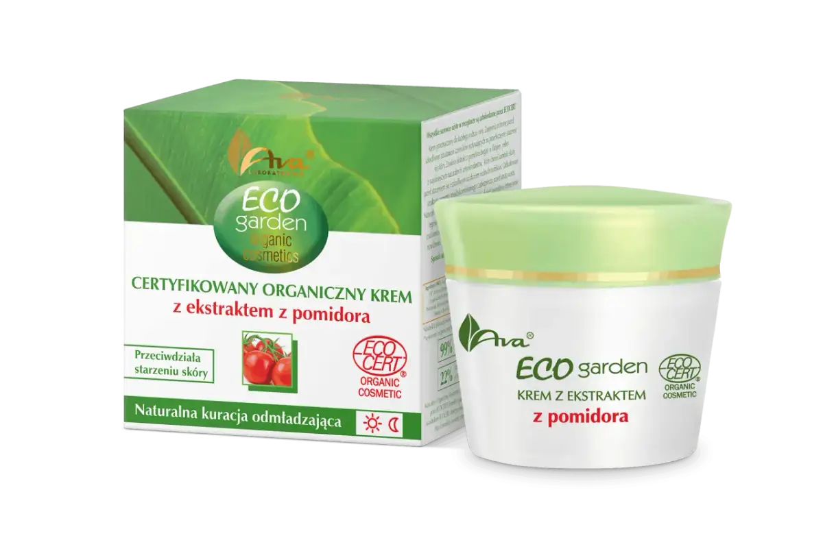 Ava Laboratorium Eco Garden, certyfikowany organiczny krem na dzień z ekstraktem z pomidora. Naturalna kuracja odmładzająca.