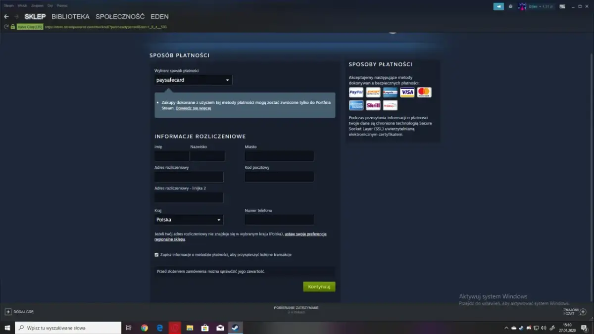 Jak poprawnie wpisać adres rozliczeniowy na Steam, aby uniknąć problemów