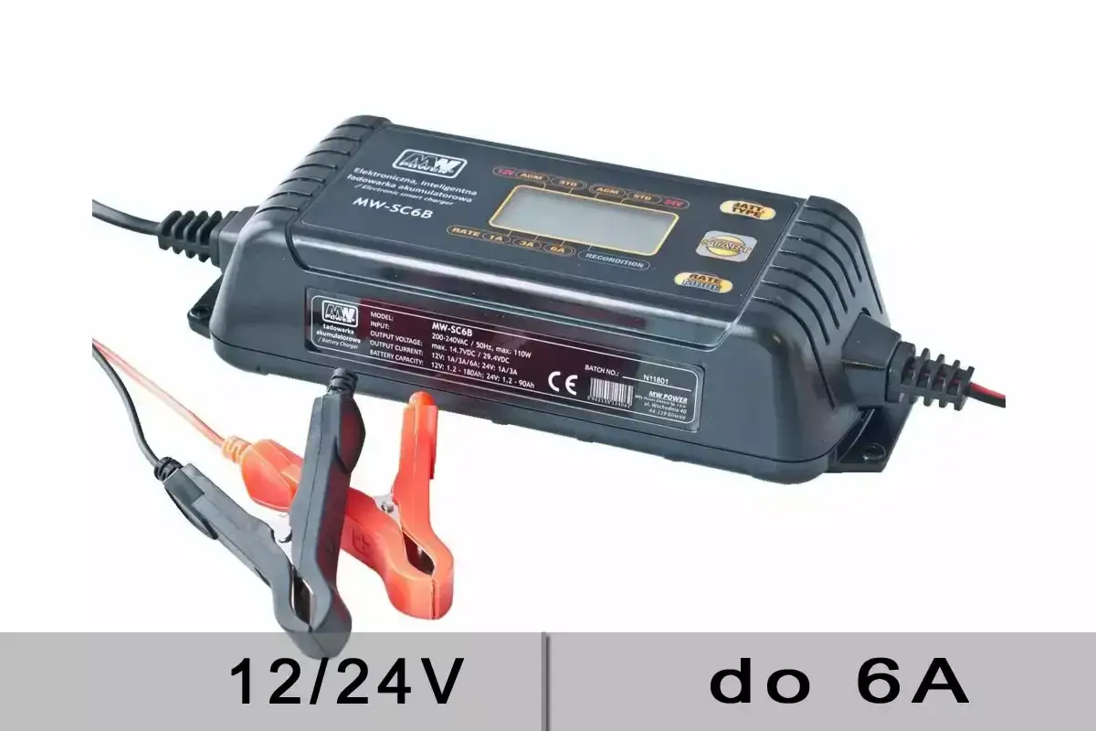 Inteligentna ładowarka akumulatorowa 12/24V do 6A. Dowiedz się, jak długo ładować akumulator, aby był w pełni sprawny.
