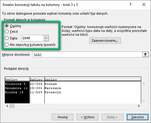 Jak podzielić wiersz w Excelu i poprawić czytelność danych