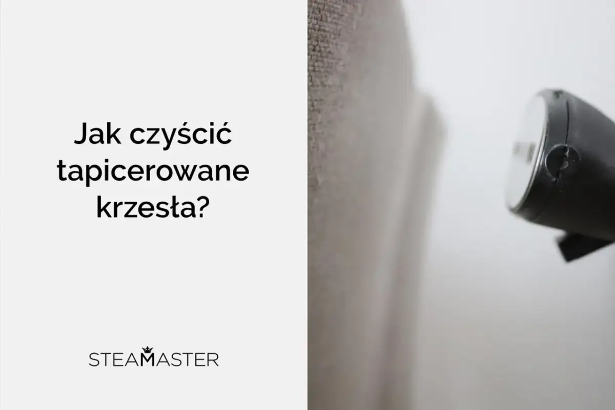 Zbliżenie na parownicę czyszczącą tapicerowane krzesło.