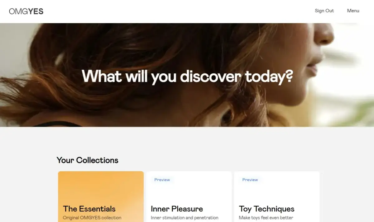 Odkryj swoją seksualność z OMGYES. Kolekcje "The Essentials", "Inner Pleasure" i "Toy Techniques" pomogą Ci w tej podróży.