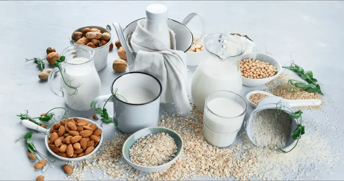 Mleko i napoje roślinne: migdały, owies, ryż, soja, orzechy.