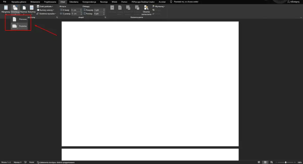 Jak zmienić orientację jednej strony w Word i uniknąć problemów