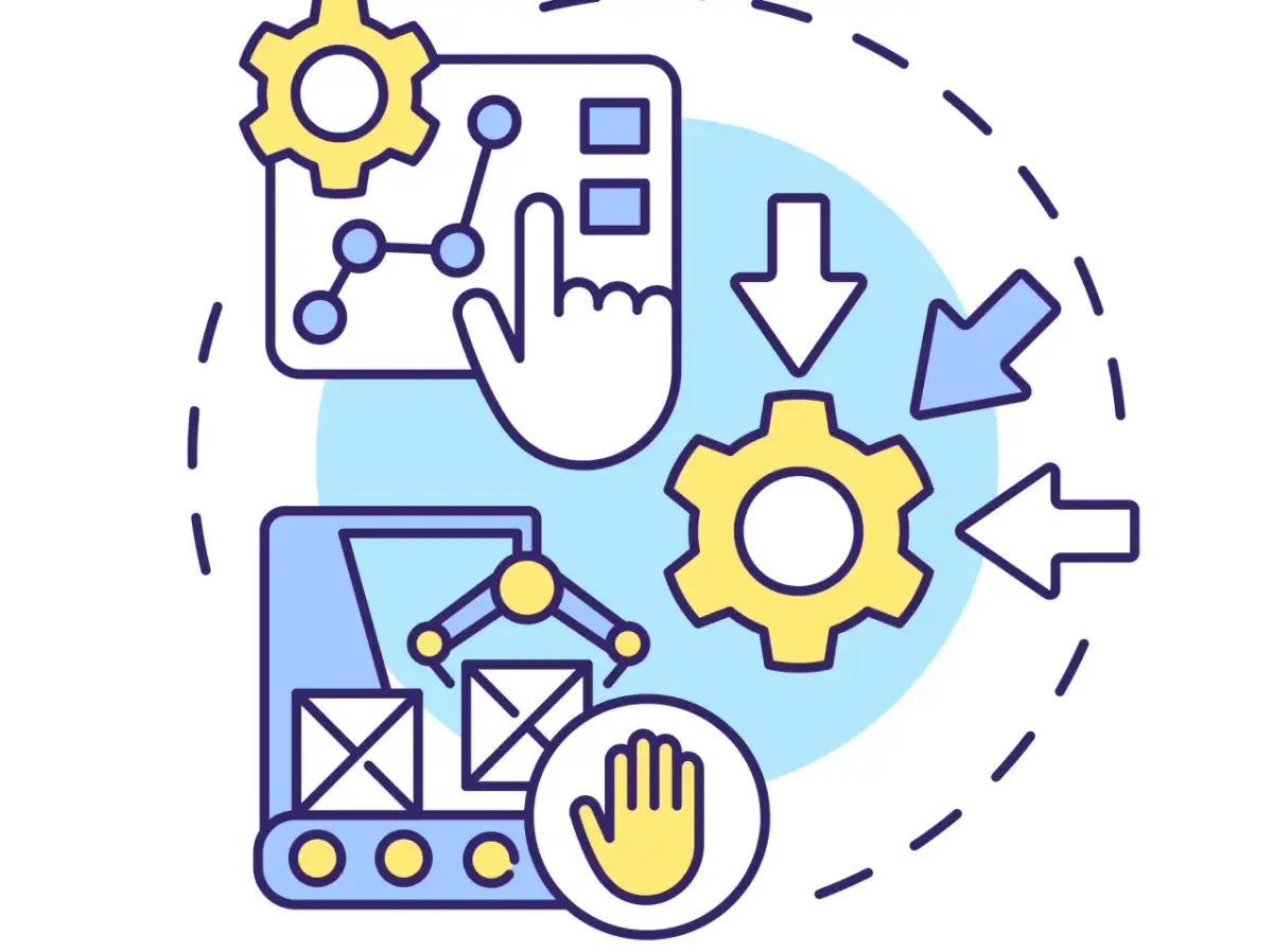 Automatyzacja procesów: robot pakuje paczki, a człowiek steruje systemem. To **smed** w akcji, usprawniający pracę.