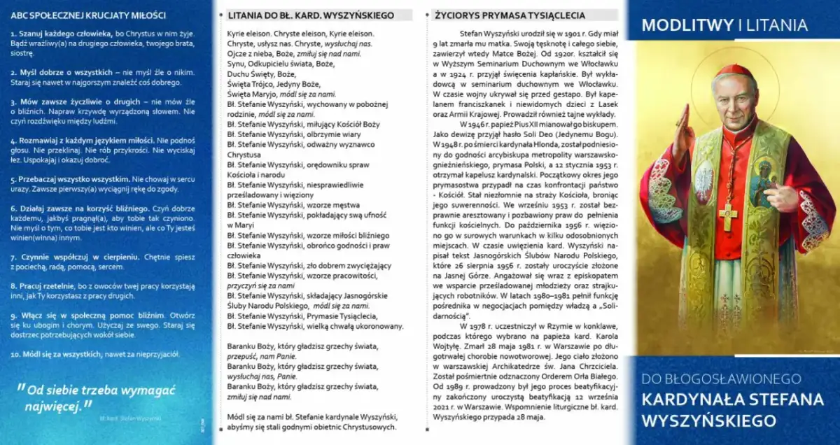 Litania do błogosławionego kardynała Stefana Wyszyńskiego – modlitwa, która przynosi pokój