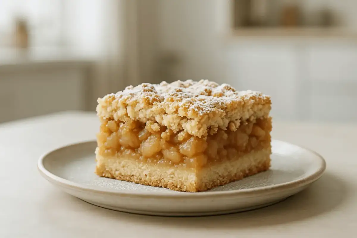 Pyszny kawałek szarlotki z kruszonką, idealny do kawy. Zastanawiasz się, jak piec szarlotkę z termoobiegiem czy bez?