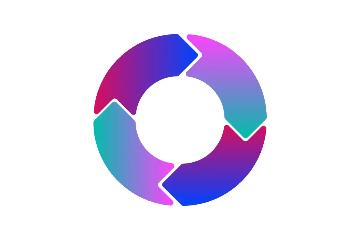 Kolisty wykres z gradientem kolorów, symbolizujący cykl lub proces.