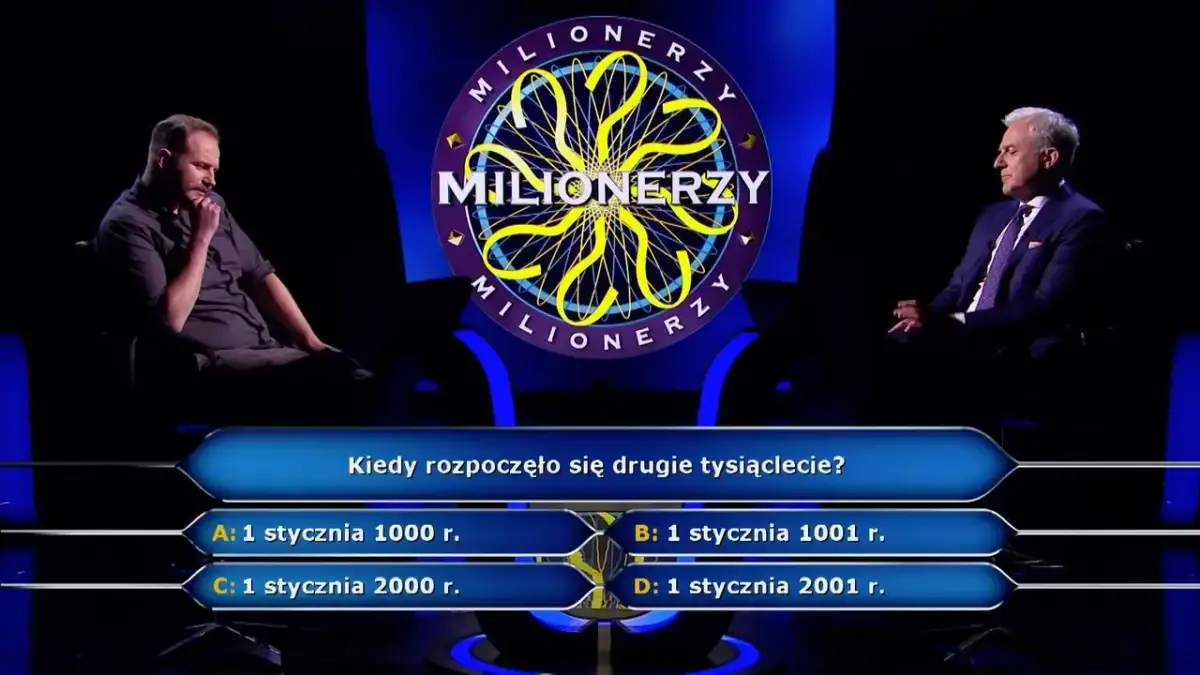 Milionerzy: Kiedy rozpoczęło się drugie tysiąclecie - zaskakująca odpowiedź