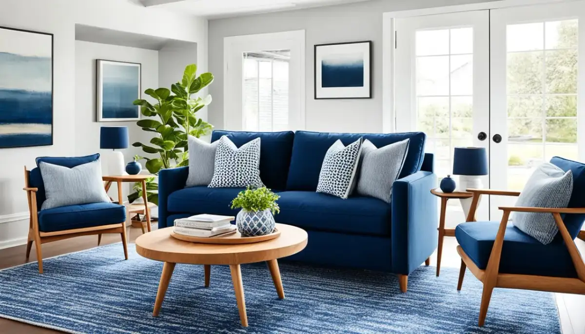 Jakie meble do granatowej kanapy – stwórz harmonijne wnętrze