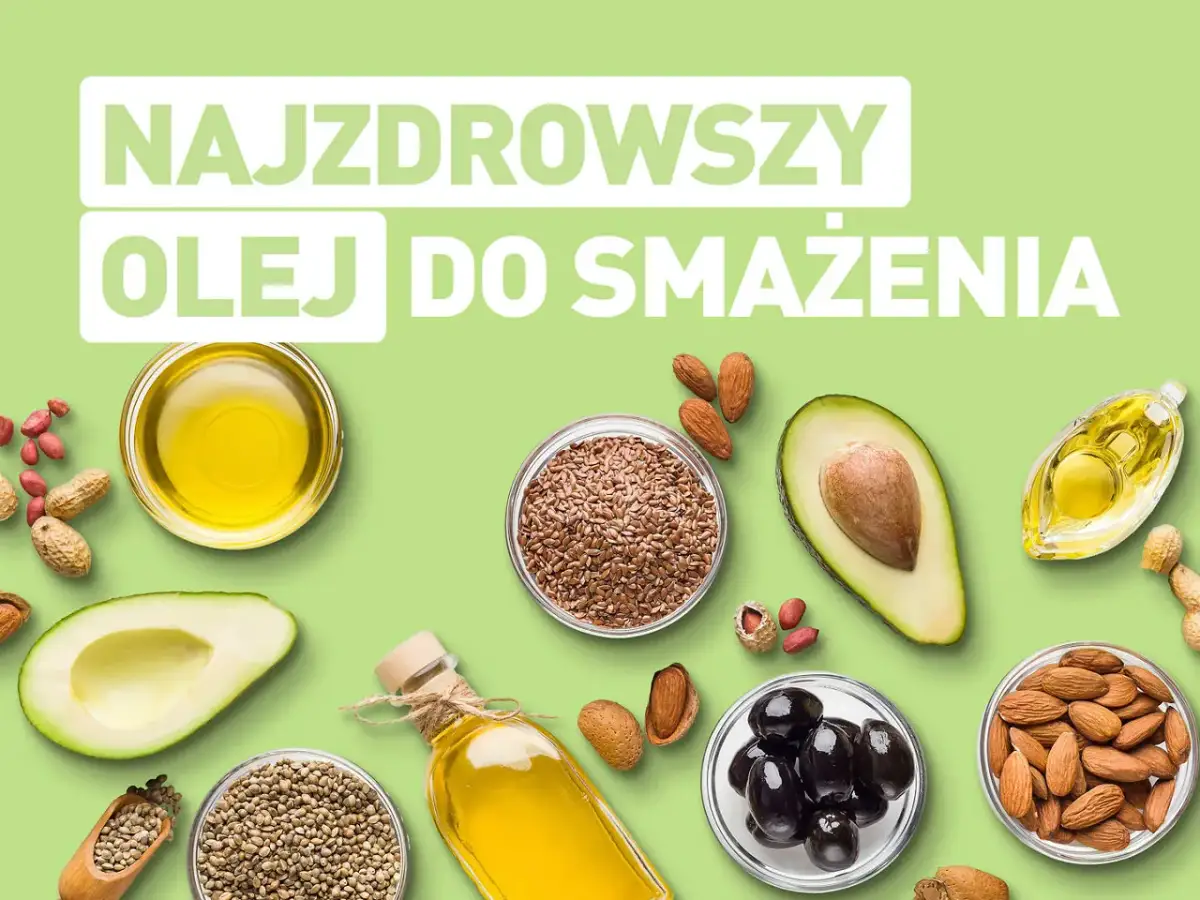 Naczynia z olejami, awokado, oliwkami, migdałami, siemieniem lnianym i innymi nasionami.