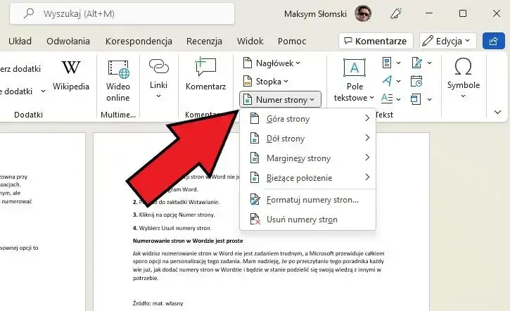 Jak numerować strony w Wordzie od 2 bez błędów i frustracji
