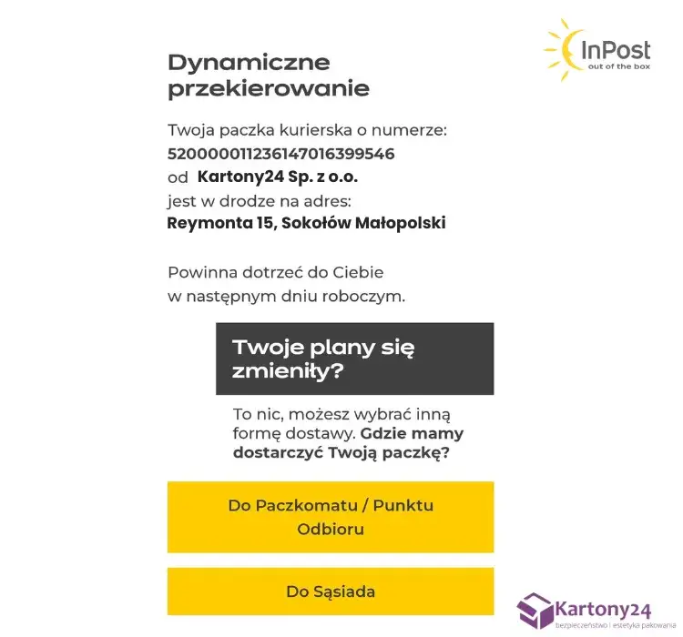 Przekieruj paczkę InPost w aplikacji: Twoja dostawa, Twoje zasady