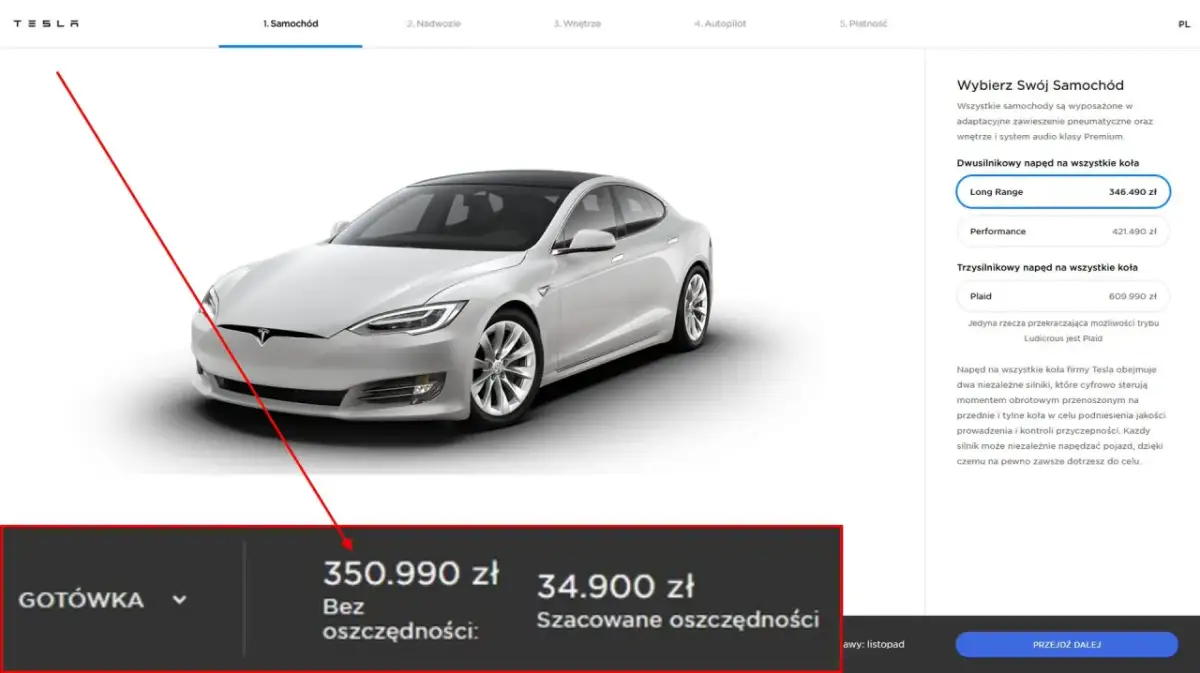 Ile kosztuje Tesla S? Ceny różnych wersji i ukryte koszty