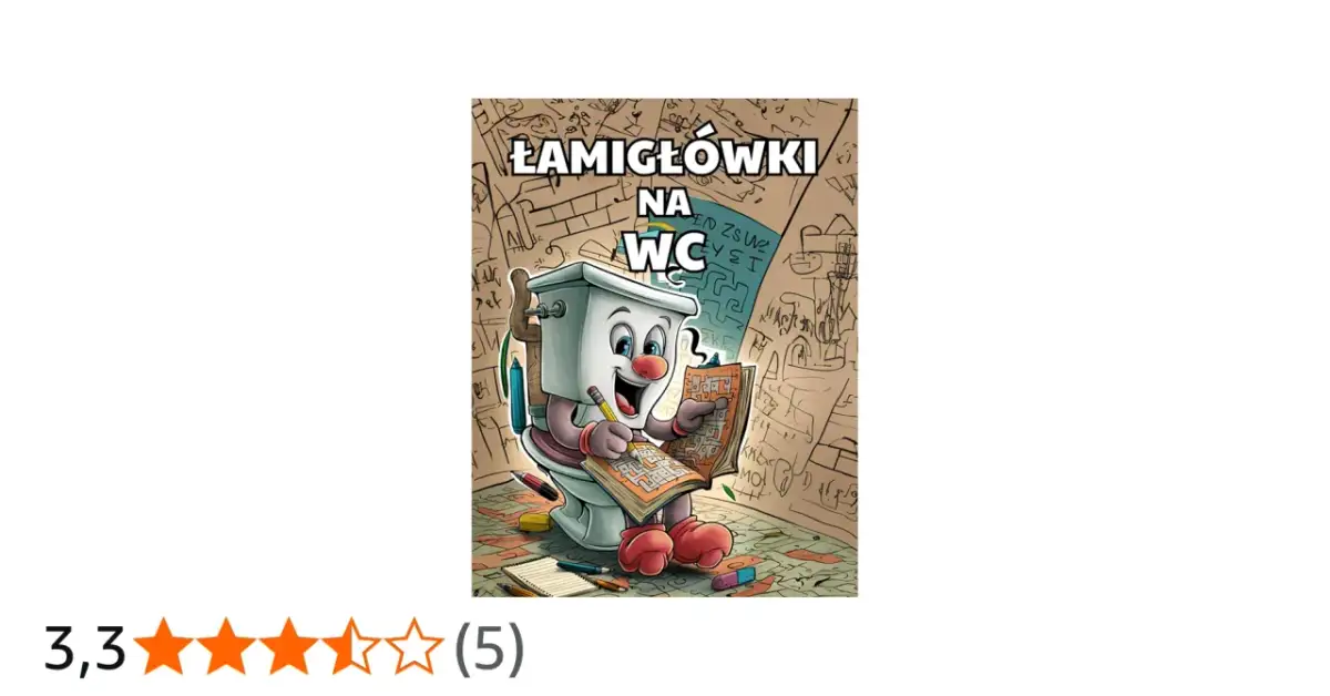 Zabawna zagadka na logike z postacią toalety rozwiązującą labirynt.