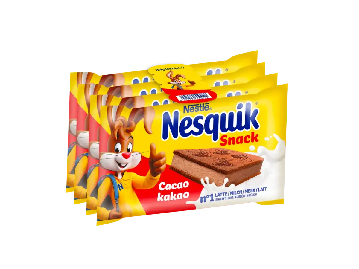 Opakowania Nesquik Snack o smaku kakaowym z królikiem.