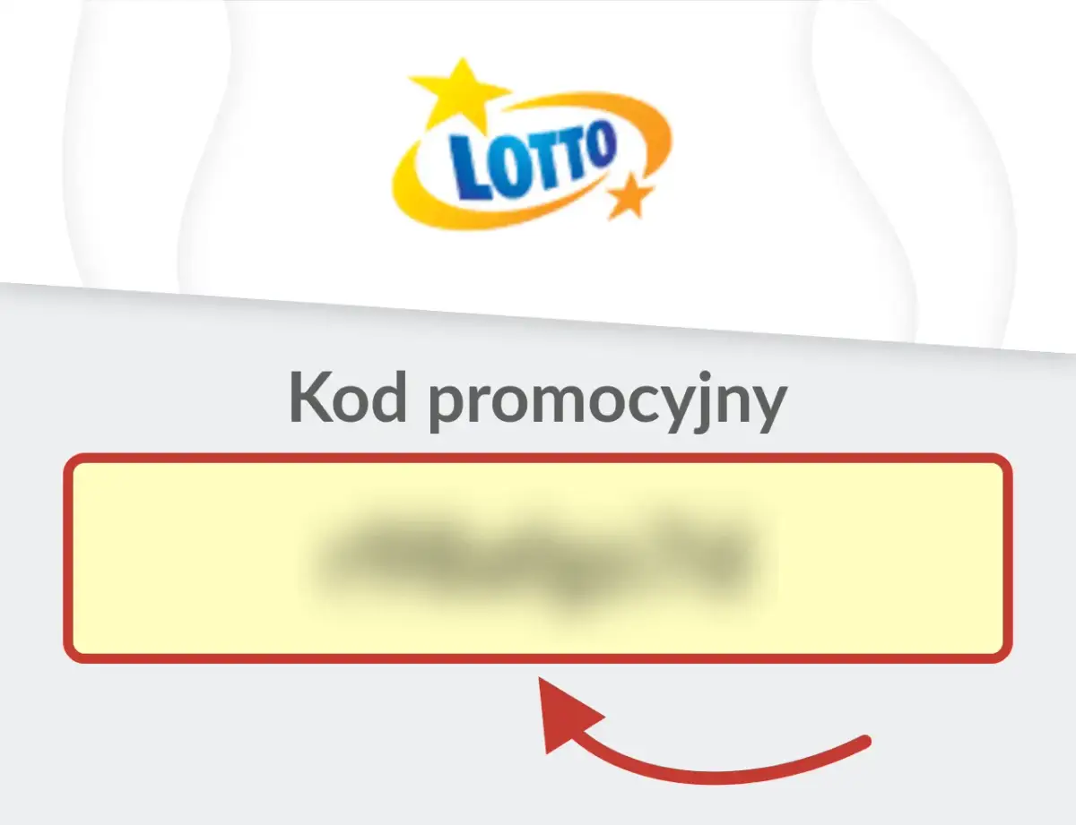 Pole do wpisania kodu promocyjnego Lotto. Tutaj wpisz swój kod, by skorzystać z promocji.