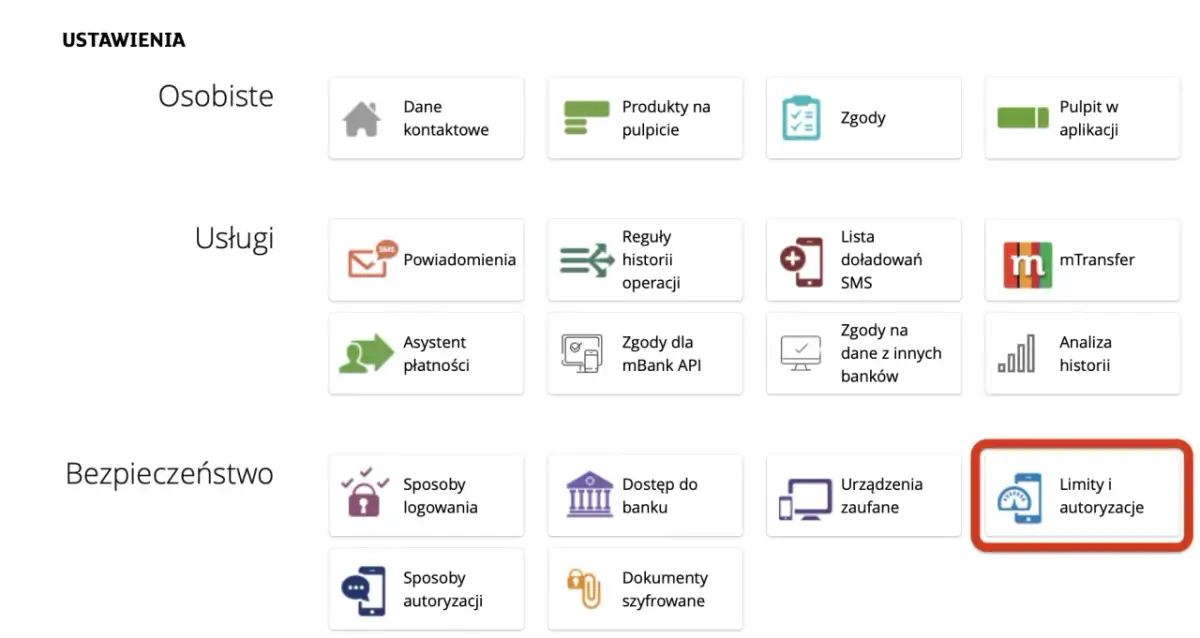 Ustawienia mBank: Limity i autoryzacje. Tutaj dowiesz się, jak zmienić limity mbank.