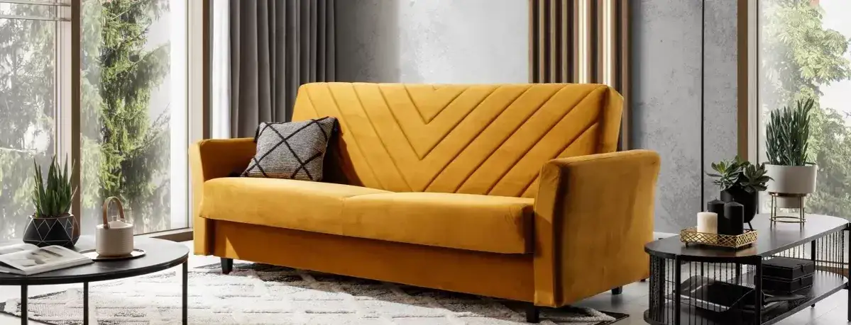 Musztardowa kanapa jakie dodatki, aby uniknąć przytłoczenia wnętrza