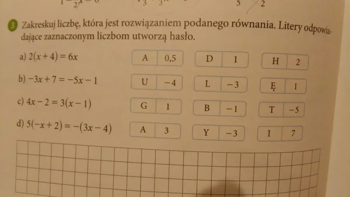 Jak zakreskować liczbę będącą rozwiązaniem podanego równania