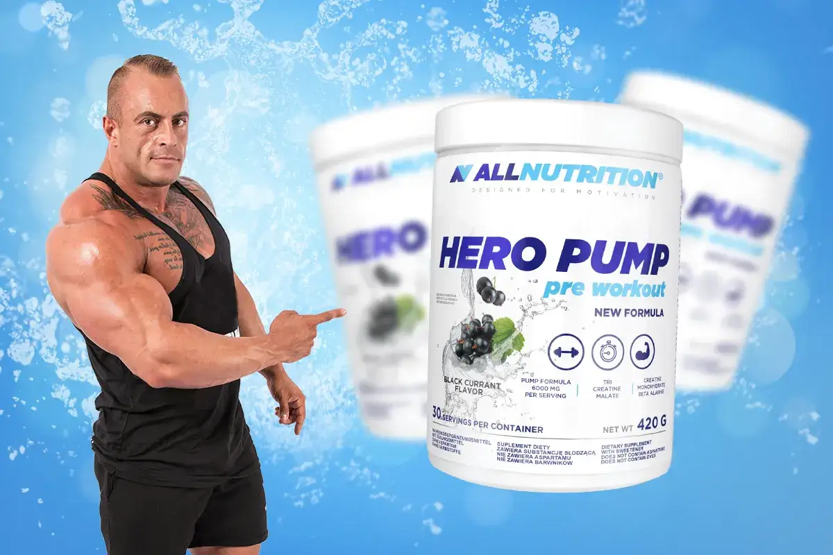 Kulturysta wskazuje na suplement Hero Pump pre workout. Dowiedz się, ile cytruliny przed treningiem zapewni Ci ten produkt.