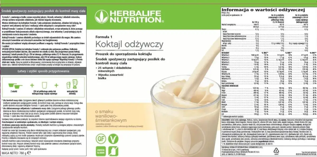 Koktajl Herbalife Formuła 1: Skład, efekty, cena. Czy warto?