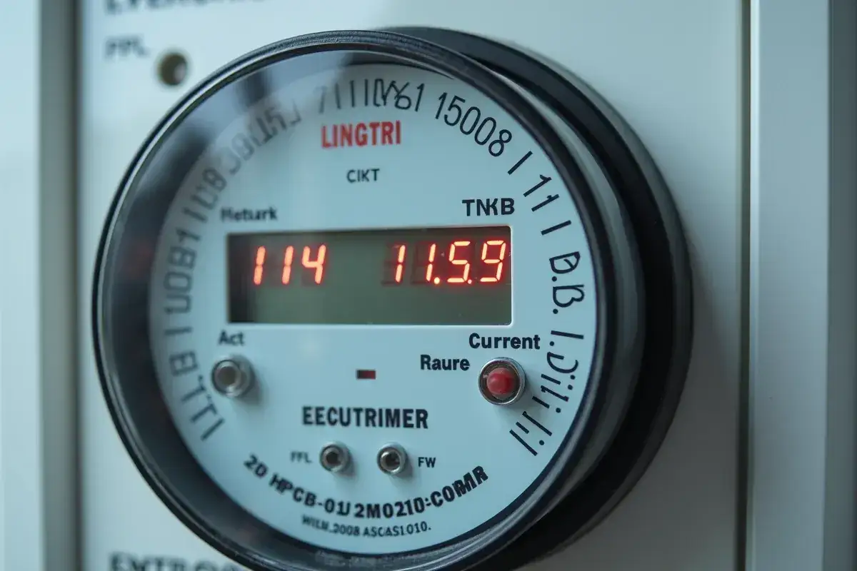 Cyfrowy licznik elektryczny pokazuje 114 i 11.5.9. To prosty sposób, jak odczytać licznik elektryczny.