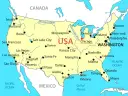 Mapa USA z zaznaczonym Chicago. Miasto leży nad jeziorem Michigan, na północny zachód od Waszyngtonu.