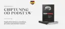 Okładka książki "Chiptuning od podstaw" ze zdjęciem gałki zmiany biegów i logo akademii.