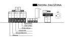 Schemat połączeń domofonu z opisami zacisków: MASA, RING, SPK, MIC, SW1, SW2, SP+SP-, M-M+.
